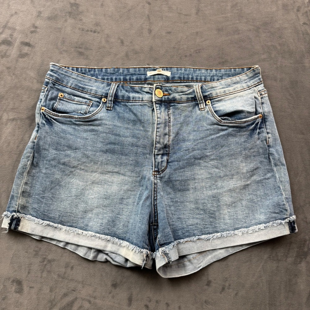 STS Blue Womens Light Wash Cuffed Frayed Hem Denim Jean Shorts Size 32 14